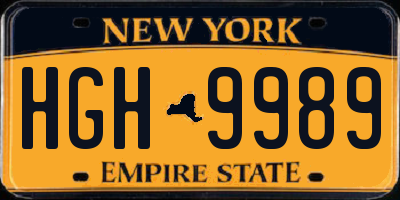 NY license plate HGH9989