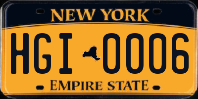NY license plate HGI0006