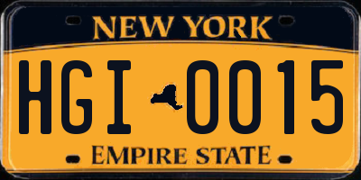 NY license plate HGI0015