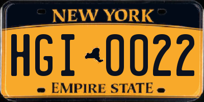 NY license plate HGI0022