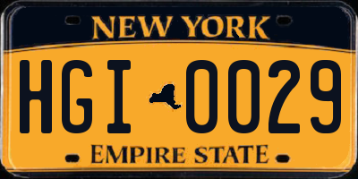 NY license plate HGI0029