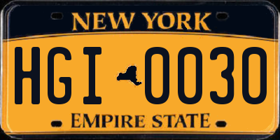 NY license plate HGI0030