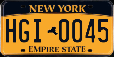 NY license plate HGI0045
