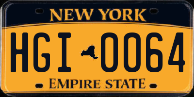 NY license plate HGI0064