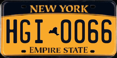 NY license plate HGI0066