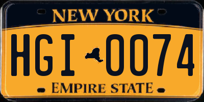NY license plate HGI0074