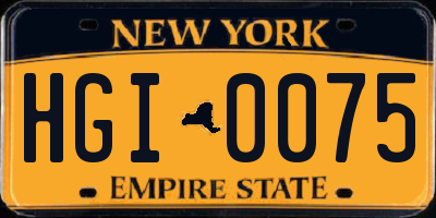 NY license plate HGI0075