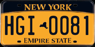 NY license plate HGI0081