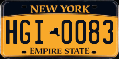 NY license plate HGI0083