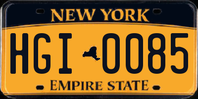 NY license plate HGI0085