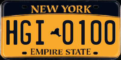 NY license plate HGI0100