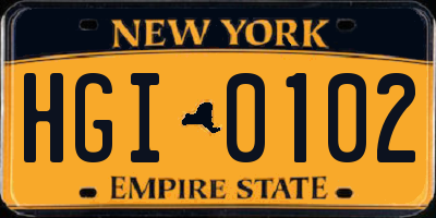 NY license plate HGI0102