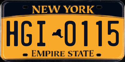 NY license plate HGI0115