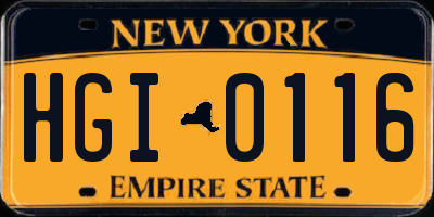 NY license plate HGI0116