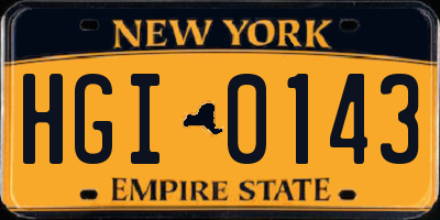 NY license plate HGI0143