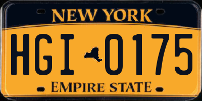 NY license plate HGI0175