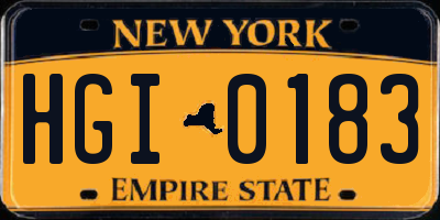 NY license plate HGI0183