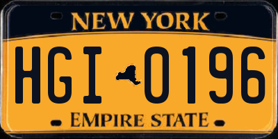 NY license plate HGI0196