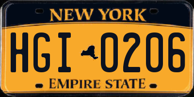 NY license plate HGI0206