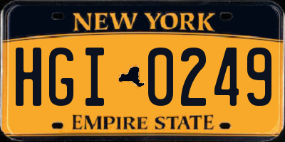 NY license plate HGI0249