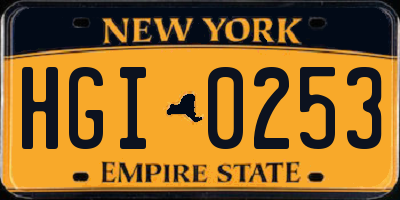 NY license plate HGI0253
