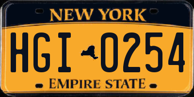 NY license plate HGI0254