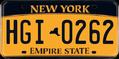 NY license plate HGI0262