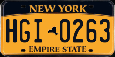 NY license plate HGI0263