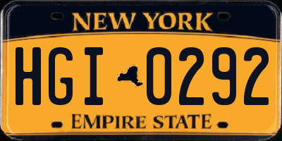 NY license plate HGI0292