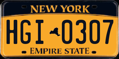 NY license plate HGI0307