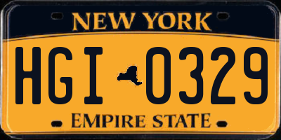 NY license plate HGI0329