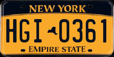 NY license plate HGI0361