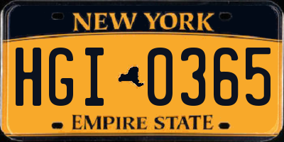 NY license plate HGI0365