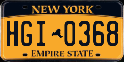 NY license plate HGI0368