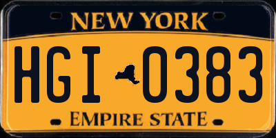 NY license plate HGI0383