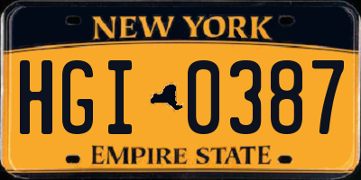 NY license plate HGI0387