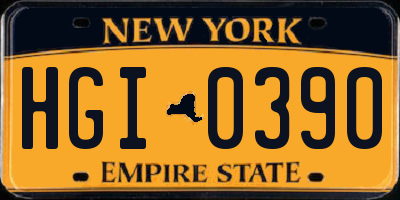 NY license plate HGI0390