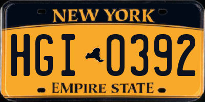 NY license plate HGI0392