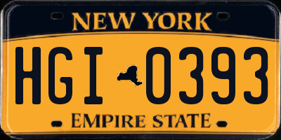 NY license plate HGI0393