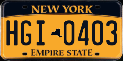 NY license plate HGI0403