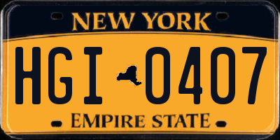 NY license plate HGI0407