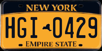 NY license plate HGI0429