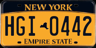 NY license plate HGI0442