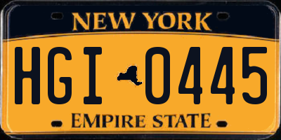 NY license plate HGI0445