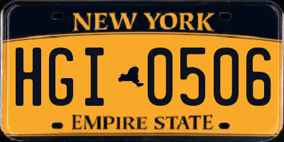 NY license plate HGI0506