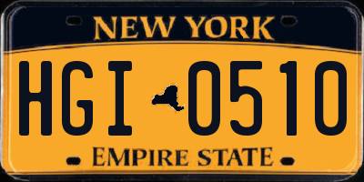 NY license plate HGI0510