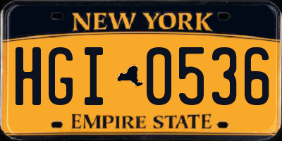 NY license plate HGI0536