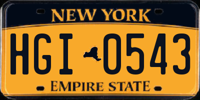 NY license plate HGI0543