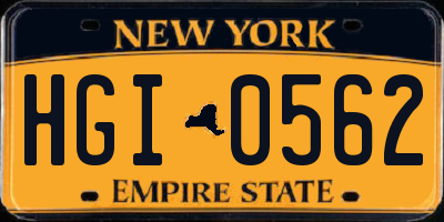 NY license plate HGI0562