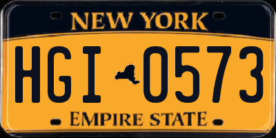 NY license plate HGI0573